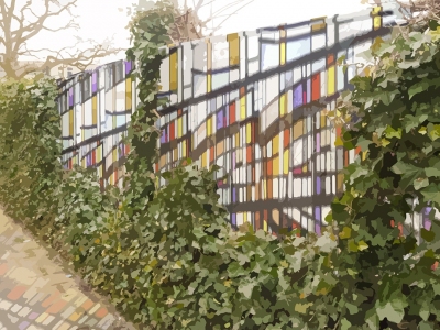 Coehoornpark Arnhem |vergroten van de zichtbaarheid |kerkramen in de heg